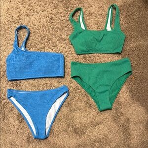 Green and Blue Bikini Set